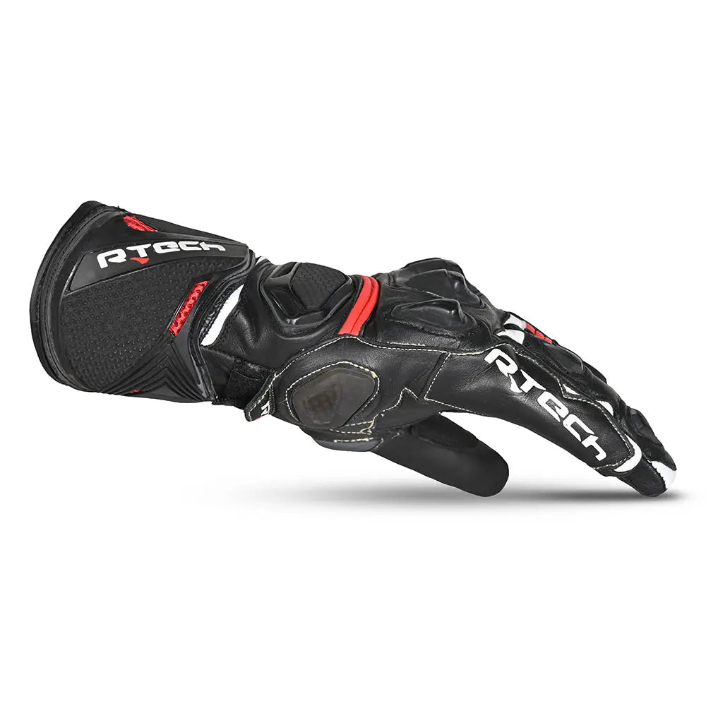 R-Tech Robo Men Nero Rosso Guanti da Corsa in Pelle 