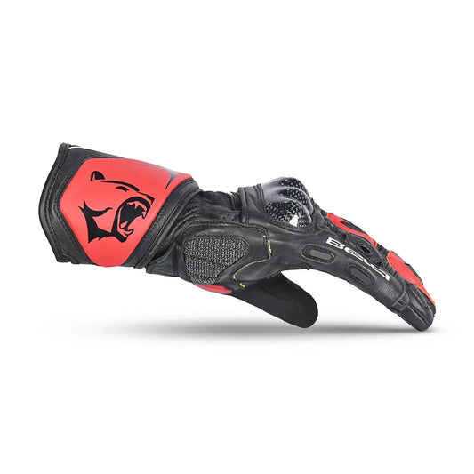 Bela Rocket Long Rosso/Nero Guanto moto da corsa left