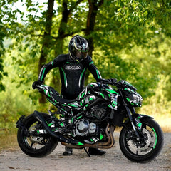 Shua Infinity Tuta Moto 2 pezzi Nero/Verde 