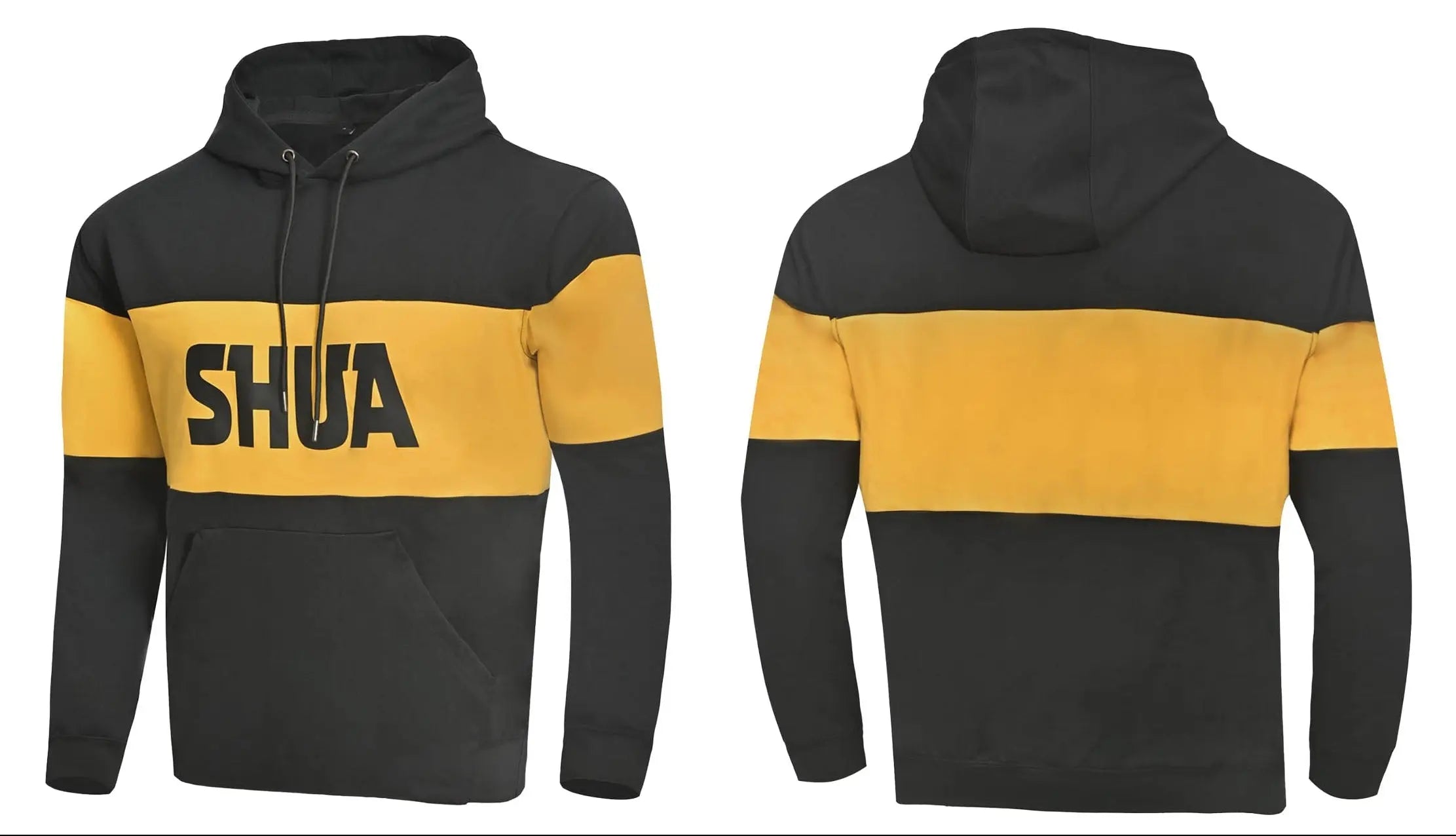 SHUA LAYER FELPA CON CAPPUCCIO NEGRO AMARILLO 
