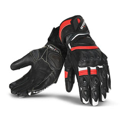 R-Tech Robo Men Nero Rosso Guanti da Corsa in Pelle 