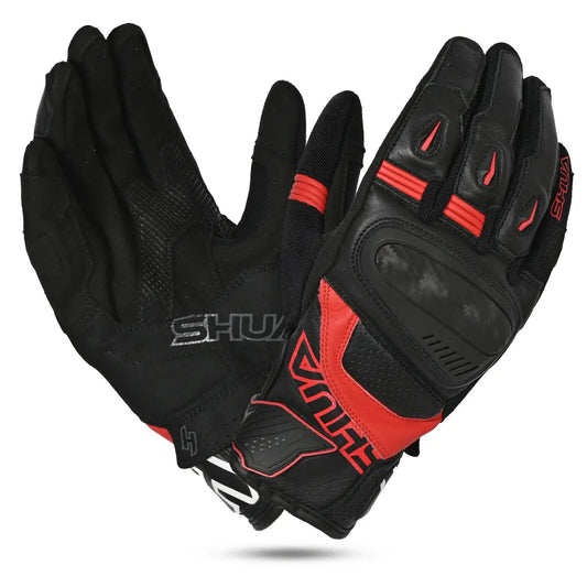 SHUA Proton Guanti da moto Nero Rosso 