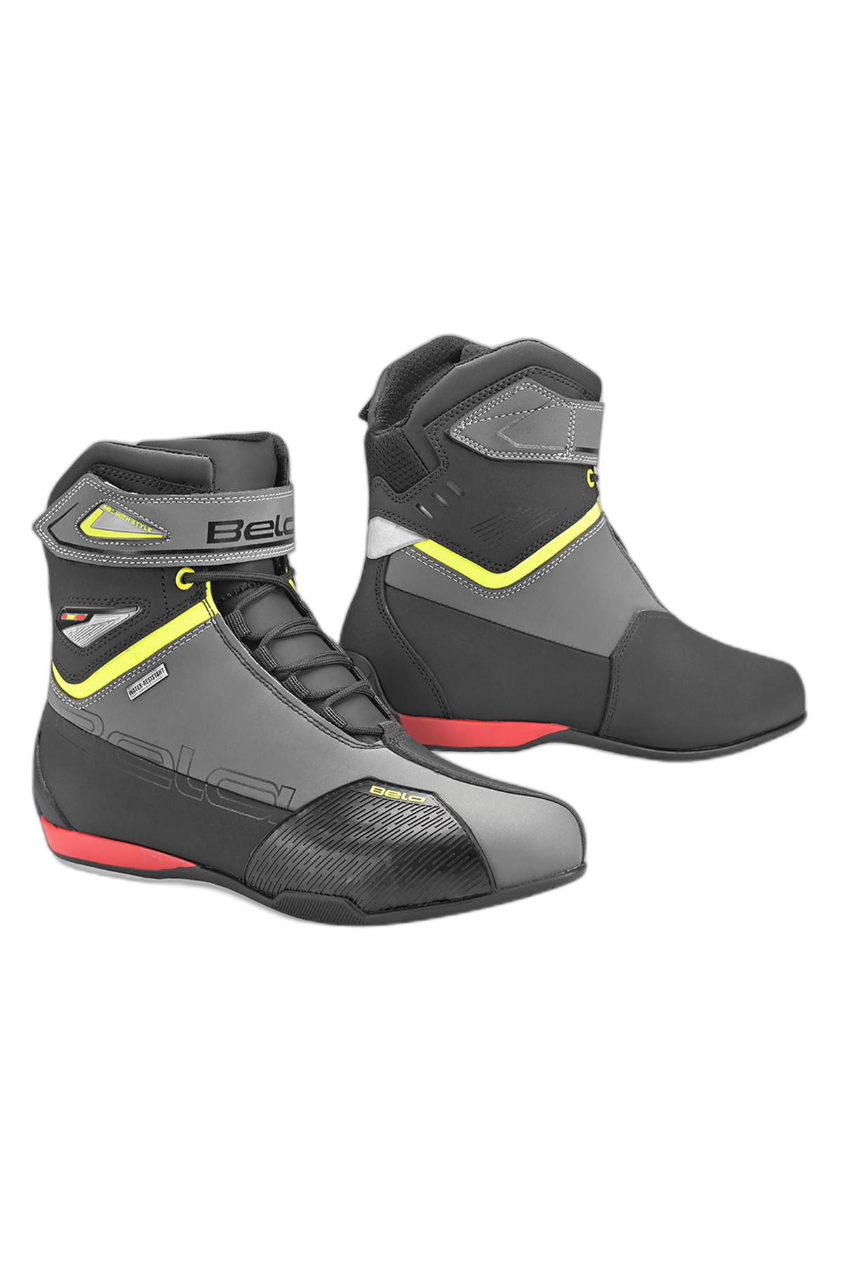 Bela Blaze Stivali da moto da turismo Nero / Grigio / Giallo 