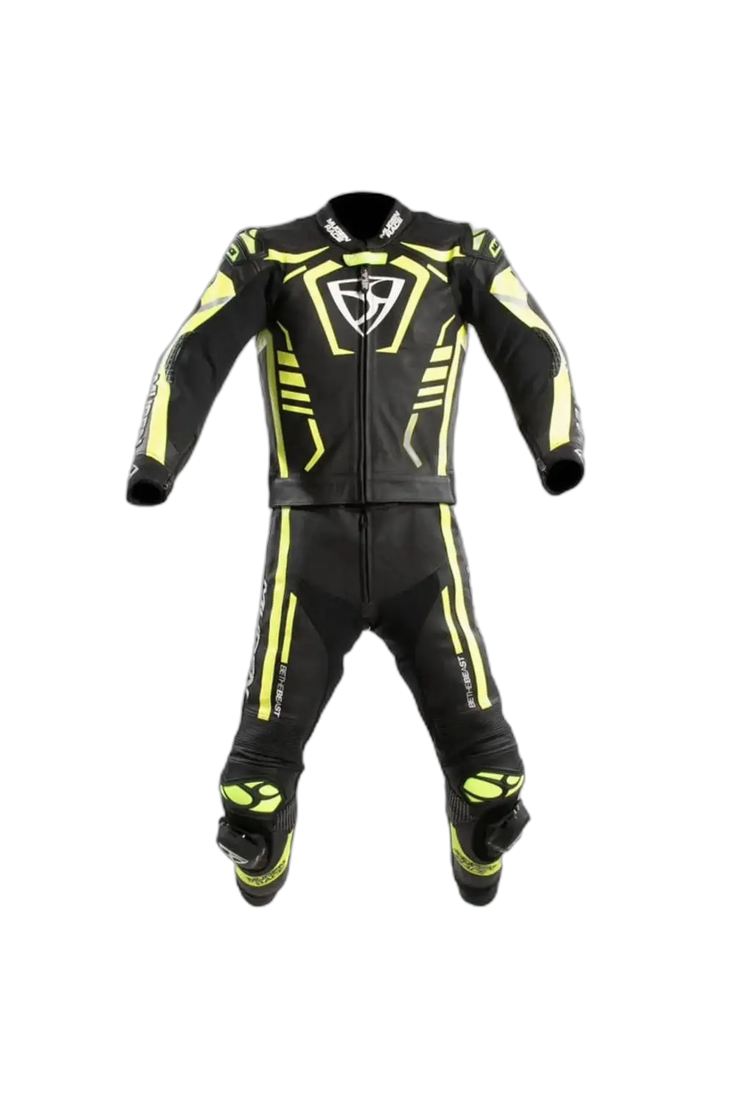 MUGENRACE MNR-2412 2 Tuta Pelle Pezzi Nera Bianca Gialla
