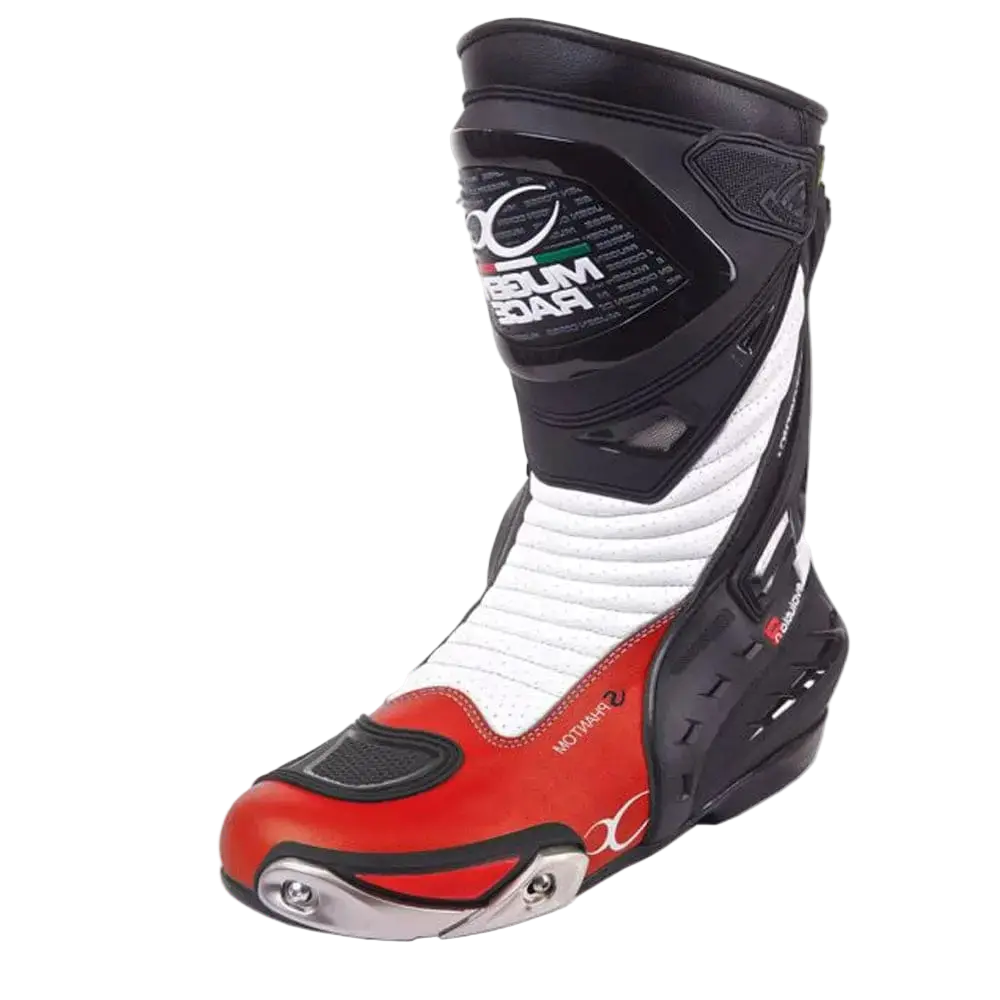 MUGENRACE MNR-1490 SPHANTOM 2 Moto Stivali Neri Rossi Bianchi 