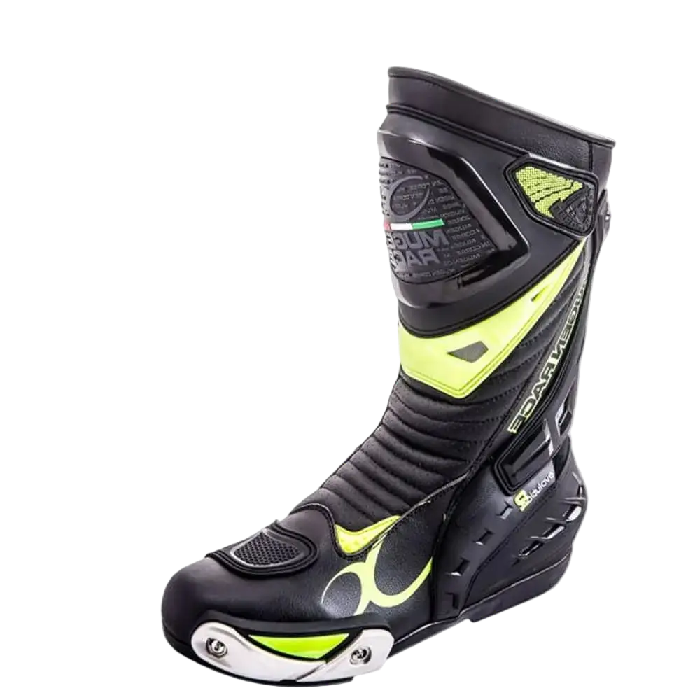 MUGENRACE BOT-MNR-1490 SPHANTOM 2 Moto Stivali Nero Giallo Fluo 