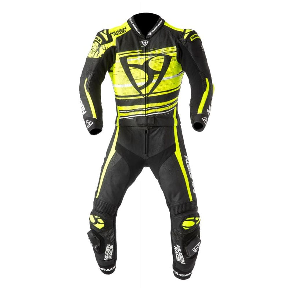 MUGENRACE MNR-2008 Rc-Max Due Pezzi Tuta Pelle Bianca Nera Gialla