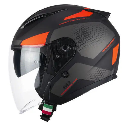 CGM 136G DNA GALAXY JET CASCO MOTO NERO ARANCIONE FLUO OPACO