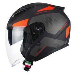 CGM 136G DNA GALAXY JET CASCO MOTO NERO ARANCIONE FLUO OPACO
