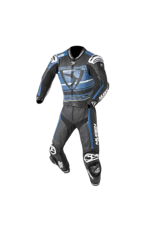 MUGENRACE MNR-2008 Rc-Max Due Pezzi Tuta Pelle Bianco Nero Blu
