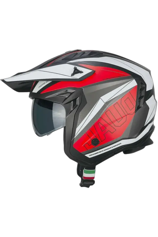 CGM 155G RUSH DUAL casco Jet Nero Rosso opaco 