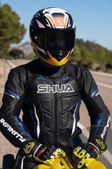 Shua Infinity Nero Blu 1PC Tute da Moto Pelle Uomo 