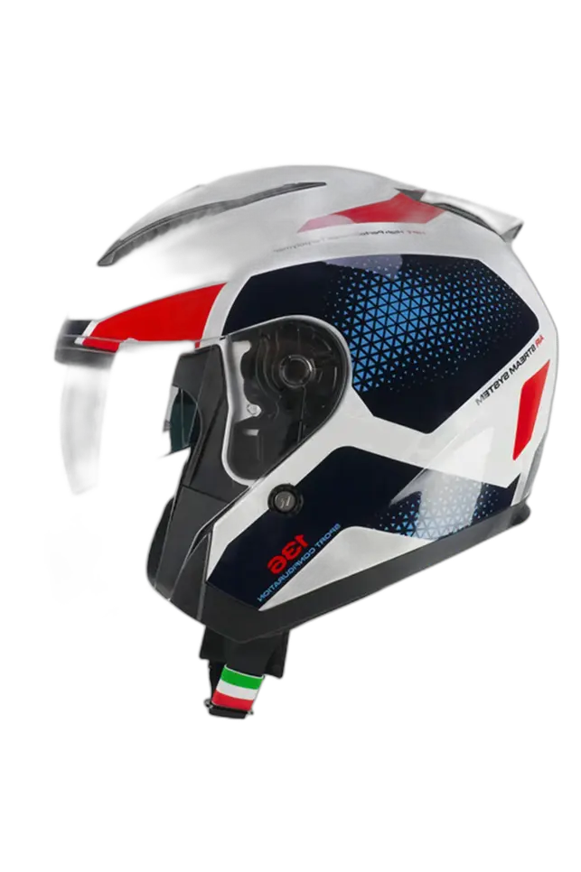 CGM 136G DNA GALAXY Moto Jet Caschi Bianco Azzurro 