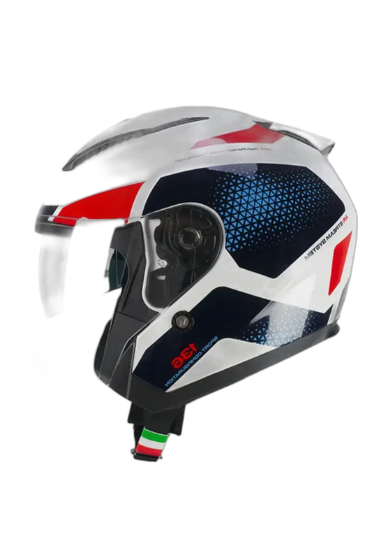 CGM 136G DNA GALAXY Moto Jet Caschi Bianco Azzurro 