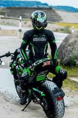 Shua Infinity Nero Verde 1PC Tute da Moto Pelle Uomo 