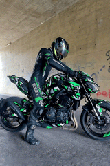 Shua Infinity Nero Verde 1PC Tute da Moto Pelle Uomo 