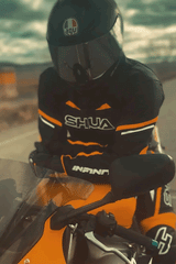 Shua Infinity Nero Arancia 1PC Tute da Moto Pelle Uomo 