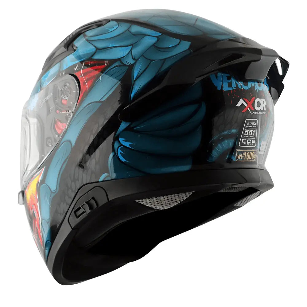 AXOR Helmets APEX VENOMOUS DV CASCHI INTEGRALE NERO BLU 