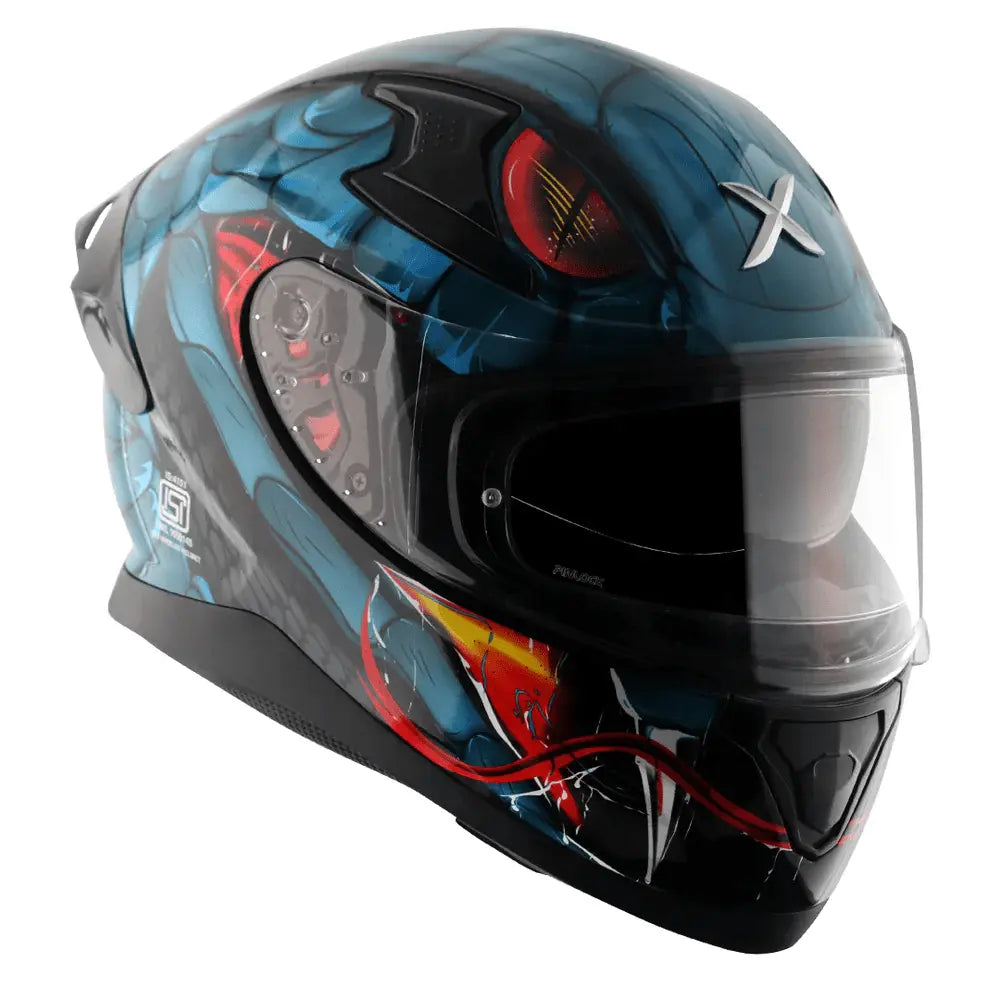 AXOR Helmets APEX VENOMOUS DV CASCHI INTEGRALE NERO BLU 