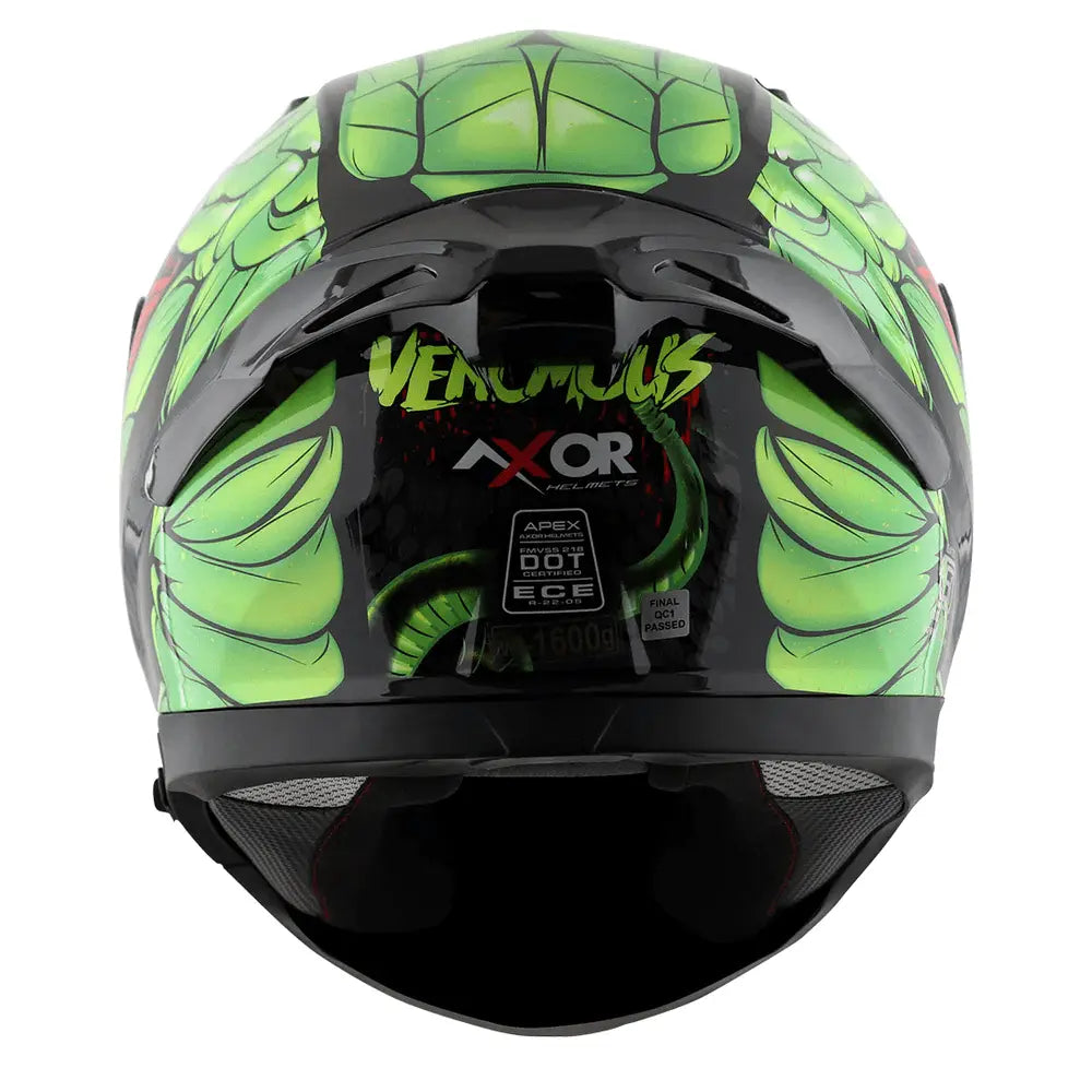 AXOR Helmets APEX VENOMOUS DV CASCHI INTEGRALE NERO VERDE 