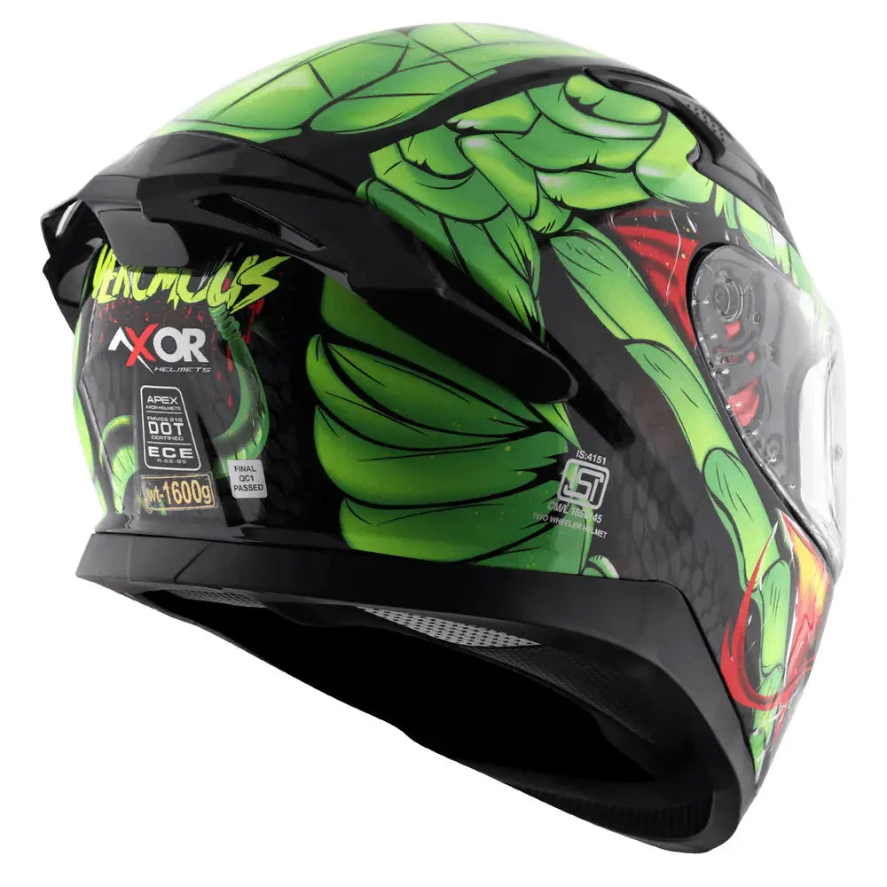 AXOR Helmets APEX VENOMOUS DV CASCHI INTEGRALE NERO VERDE 