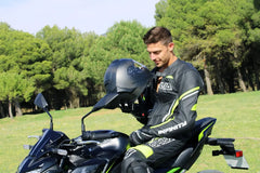 Shua Infinity Nero Giallo/Flu 1PC Tute da Moto in Pelle Uomo shoot 2