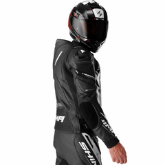 SHIMA MISSION ST G2 CHAQUETA DE PIEL MOTO NEGRO BLANCO 