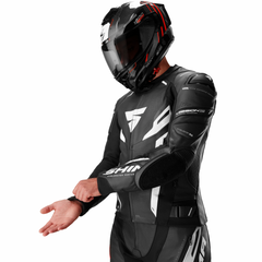 SHIMA MISSION ST G2 CHAQUETA DE PIEL MOTO NEGRO BLANCO 