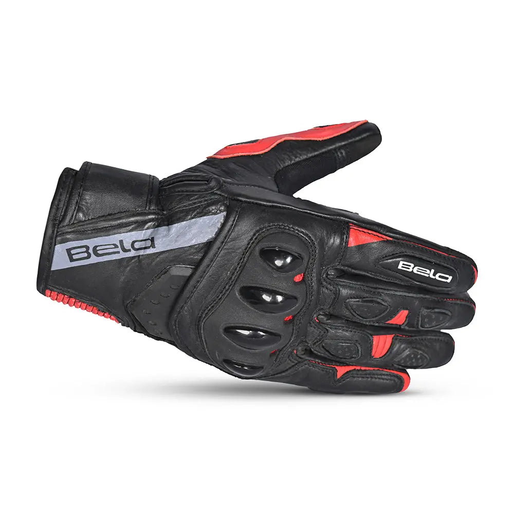 BELA Blast Guanti estivi in pelle - NERO/ROSSO inner