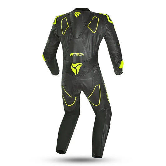 R-Tech rising star Kangaroo Mix Tuta Moto In Pelle Racing Intera Nero/Giallo 
