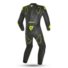 R-Tech rising star Kangaroo Mix Tuta Moto In Pelle Racing Intera Nero/Giallo 