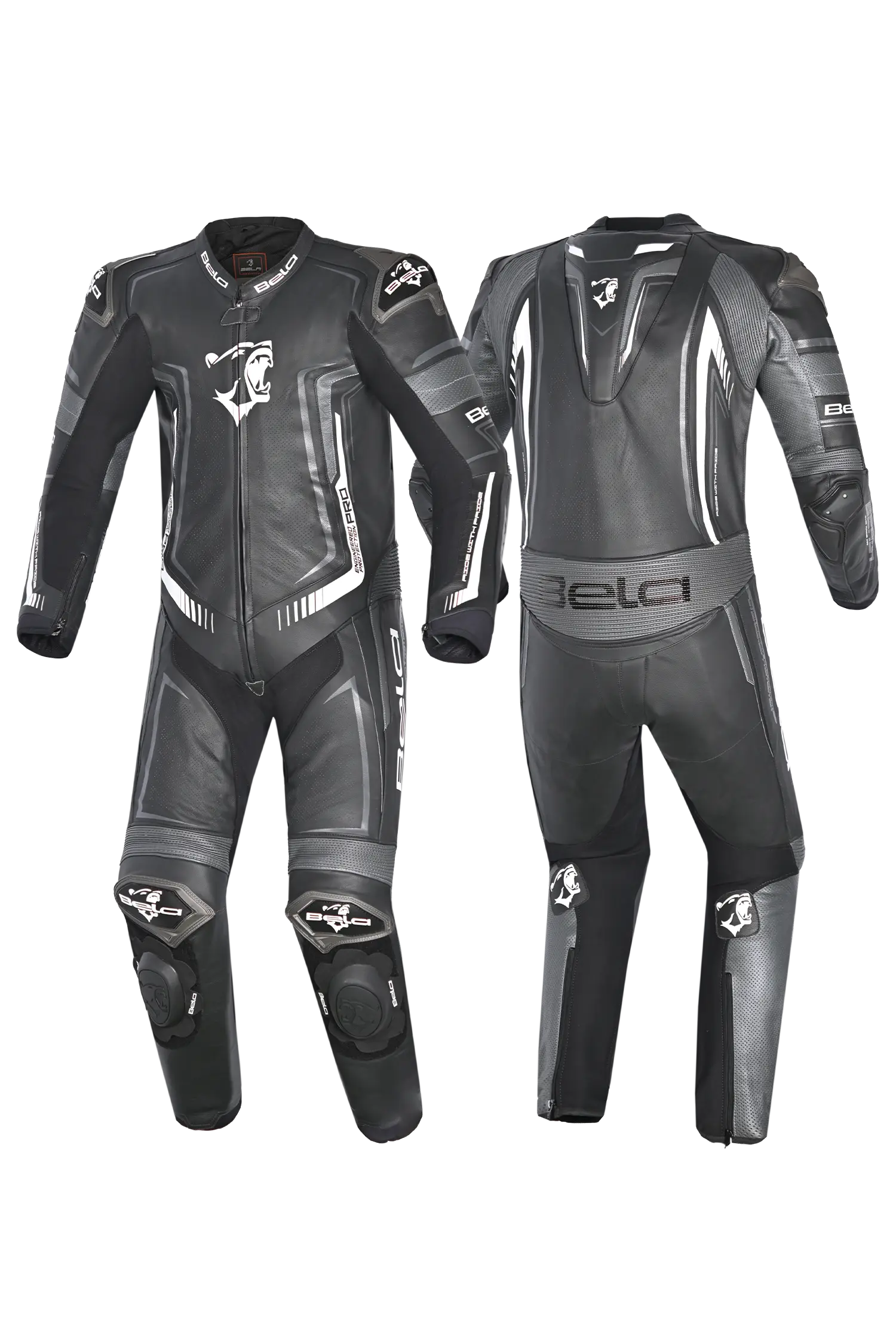 Bela Beast Tuta da Moto Nera/Bianca/Grigio scuro Tuta intera (1 pezzo) 