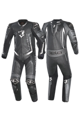 Bela Beast Tuta da Moto Nera/Bianca/Grigio scuro Tuta intera (1 pezzo) 