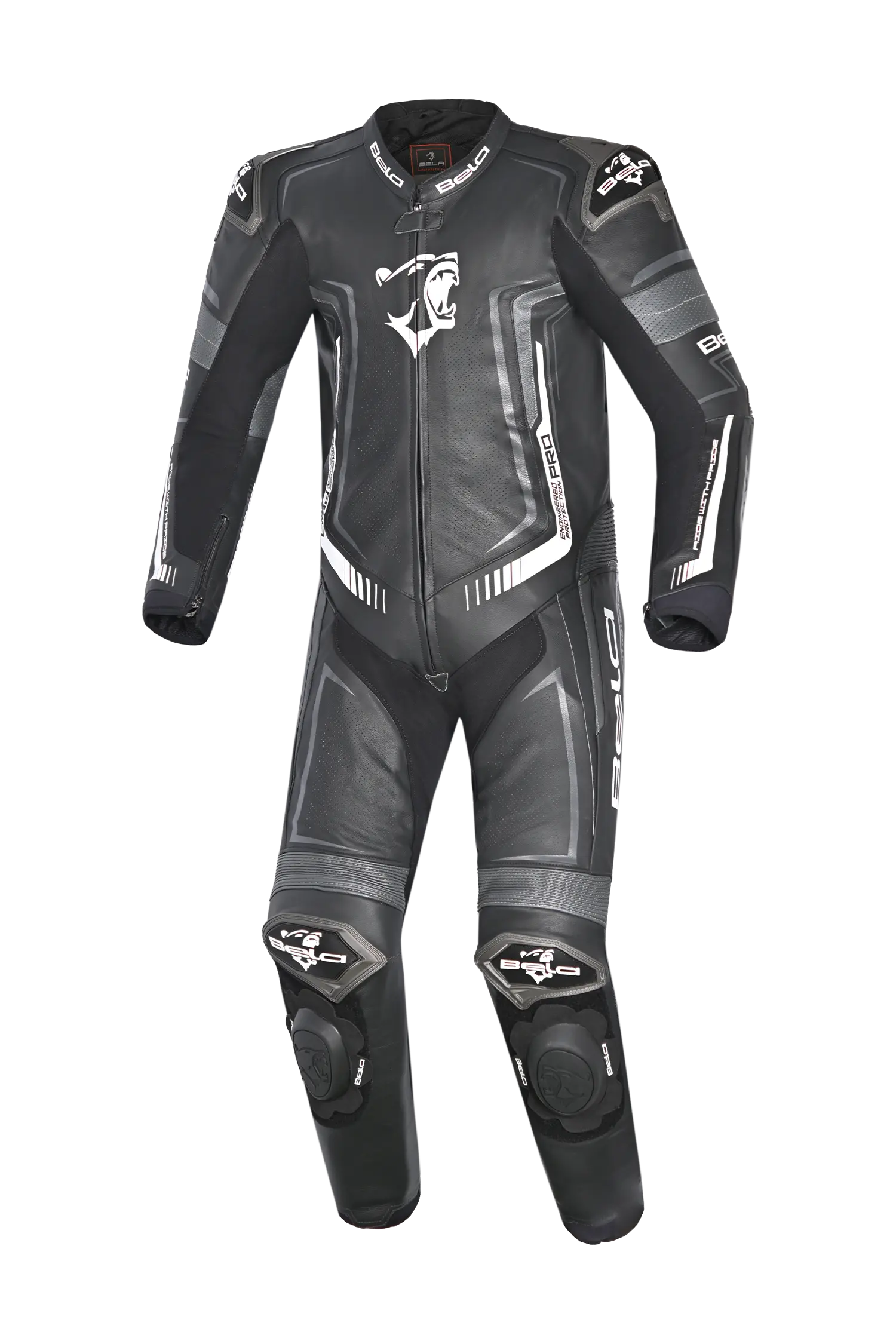 Bela Beast Tuta da Moto Nera/Bianca/Grigio scuro Tuta intera (1 pezzo) 