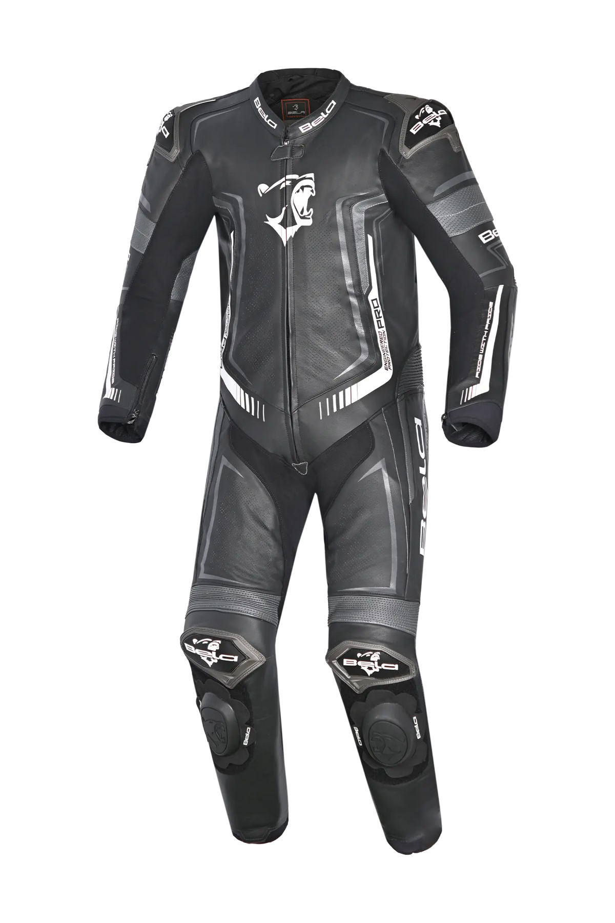 Bela Beast Tuta da Moto Nera/Bianca/Grigio scuro Tuta intera (1 pezzo) 