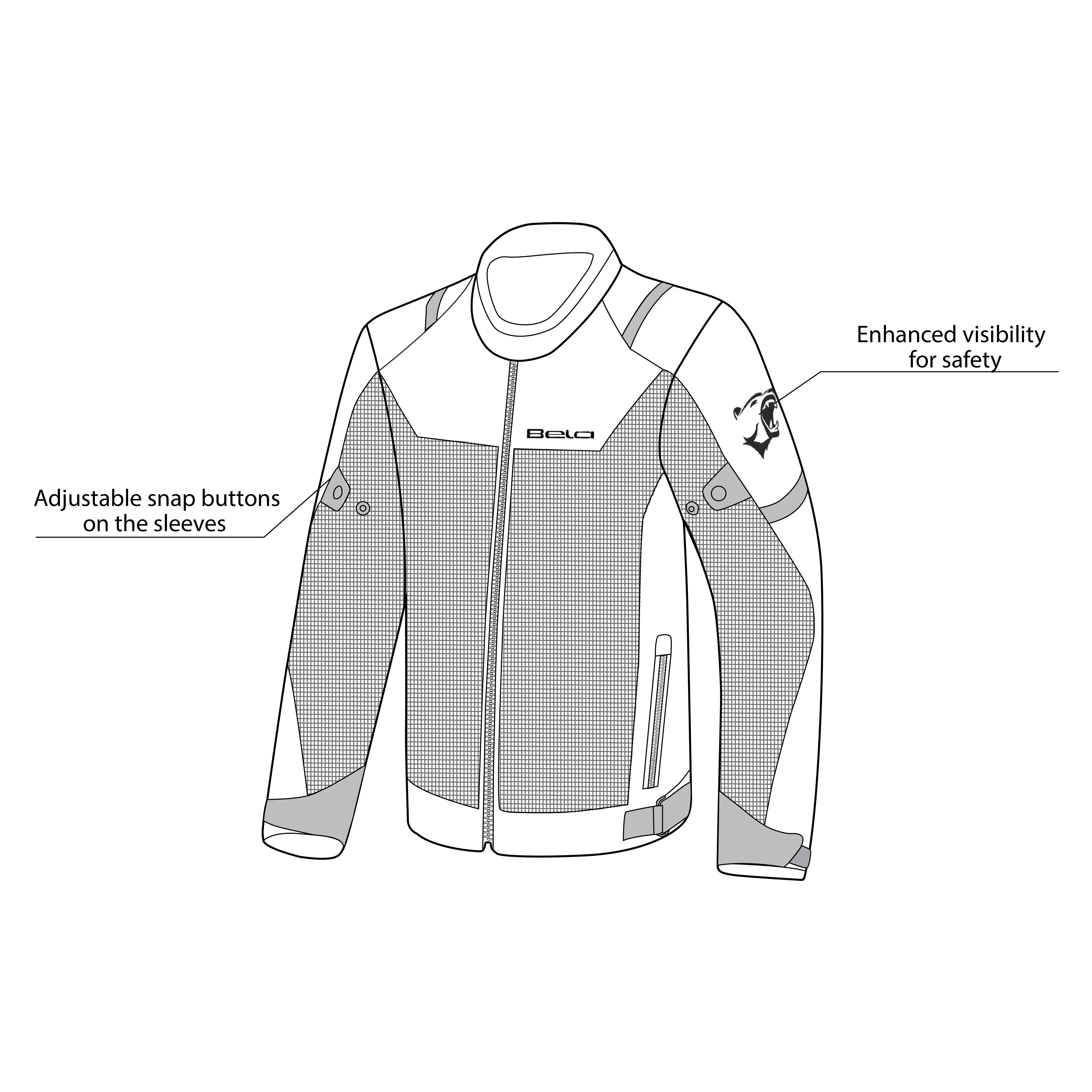 Bela Mesh Pro Estivo traforato  Uomo Nero in tessuto per moto description 2