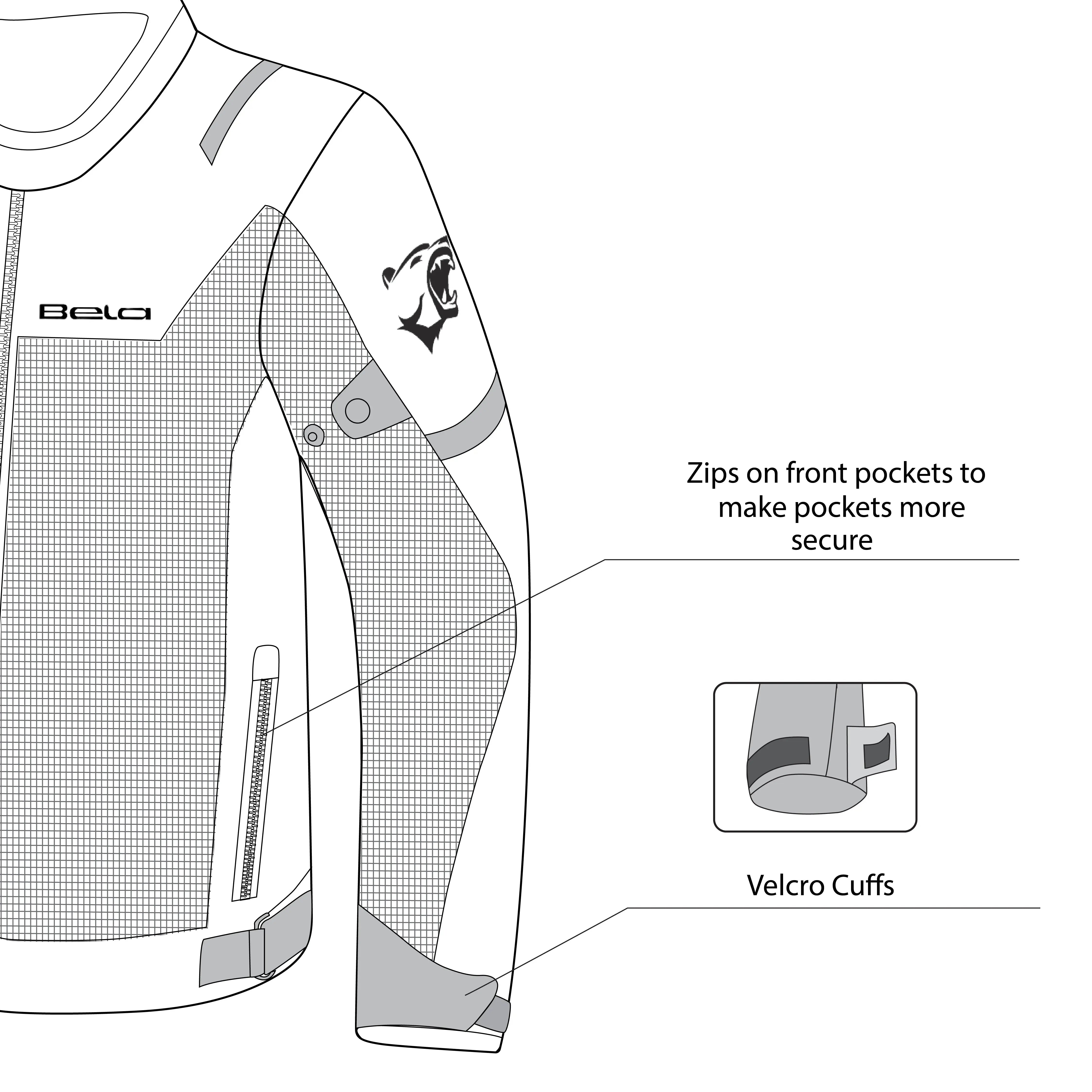 Bela Mesh Pro Estivo traforato  Uomo Nero in tessuto per moto description 4
