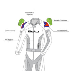 Bela Rocket Nero grigio 1PC Tute da Moto in Pelle Bambini  description 1