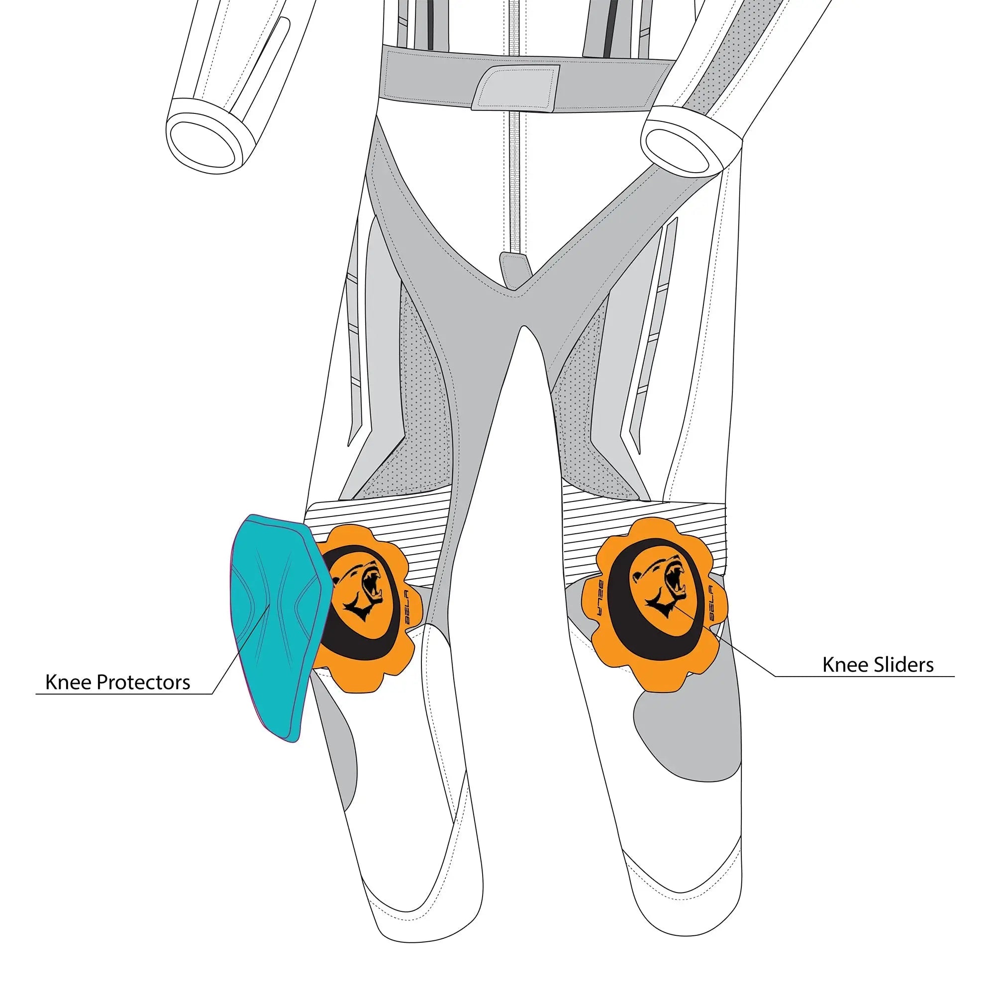 Bela Rocket Nero grigio 1PC Tute da Moto in Pelle Bambini  description 2