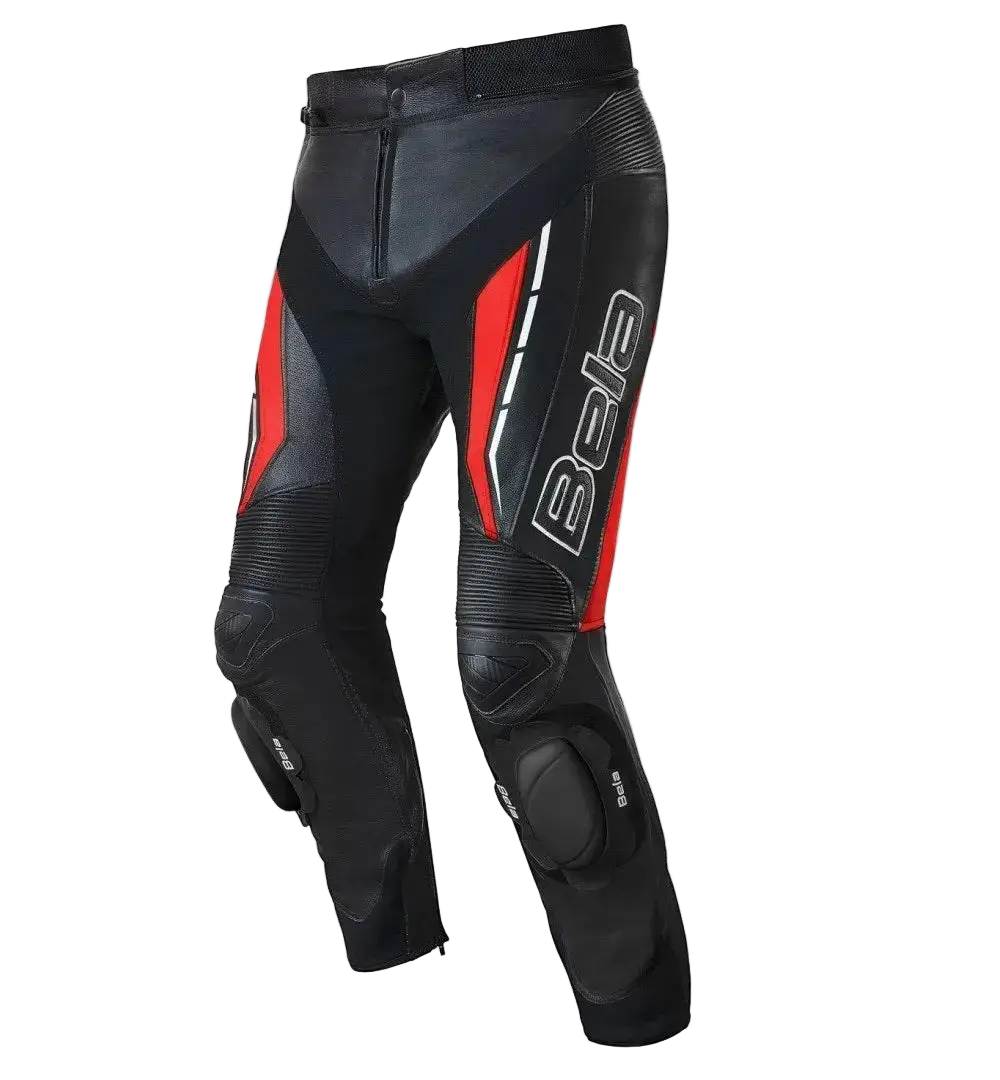 Bela Rocket Nero Rosso UOMO Pantalone (Pelle Di Canguro Mix) 