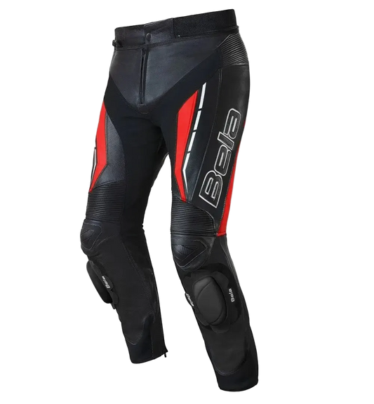 Bela Rocket Nero Rosso UOMO Pantalone (Pelle Di Canguro Mix)