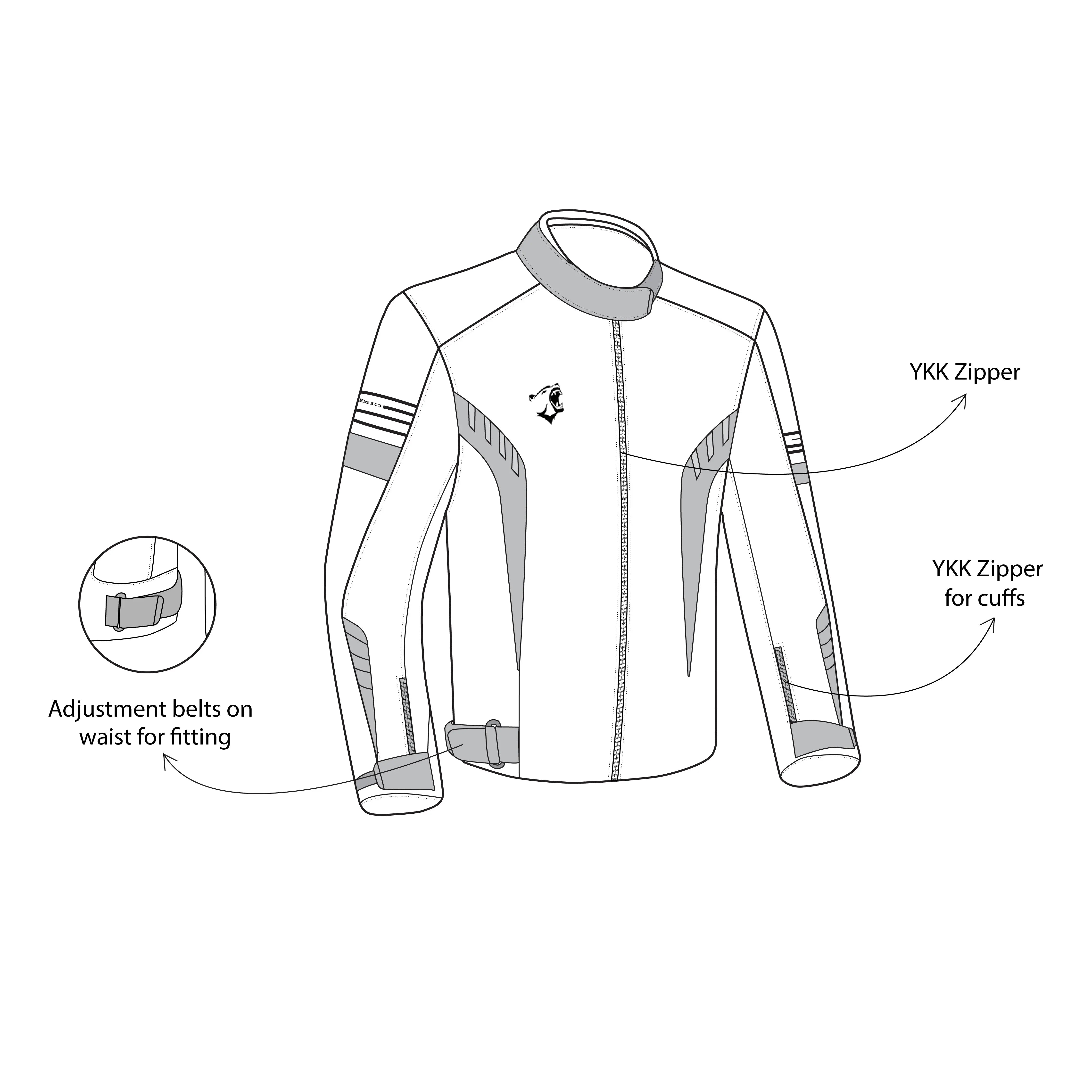 Bela Bradley Grigio Giacca Tessile da Moto description 3