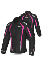R-Tech Marshal Giacca da donna Moto Nero/Rosa 