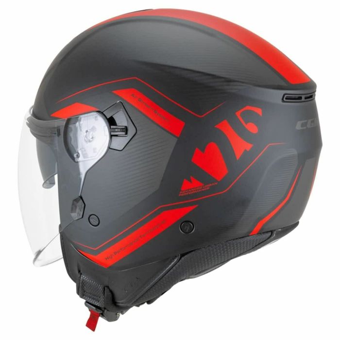 CGM 126G IPER CITY Casco Jet De Moto Negro Rojo Opaco 