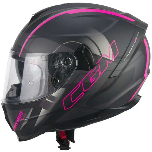 CGM 321G ATOM SPORT Moto Integrali Caschi Nero Fucsia fluo opaco