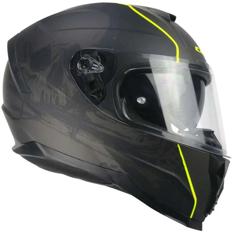 Casco Moto Integrale 321S ATOM SKULL Nero Giallo fluo opaco by CGM ITALIA