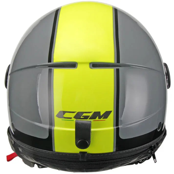 Casco Jet 109xGLOBO SPORT Grigio Giallo fluo sagomata By CGM 🇮🇹
