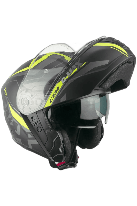 CGM 569G C-Max City Moto Modulare Caschi Nero Giallo Fluo Opaco 