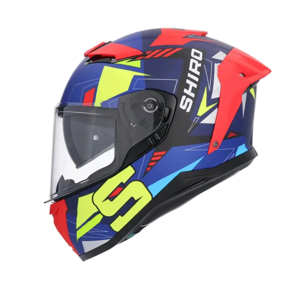 SHIRO ALPHA UPGRADE Moto Integrali Caschi Opaco Blu Nero Rosso 