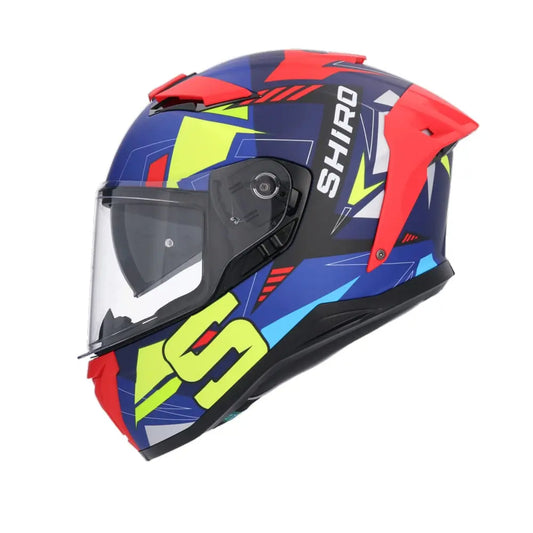 SHIRO ALPHA UPGRADE Moto Integrali Caschi Opaco Blu Nero Rosso 